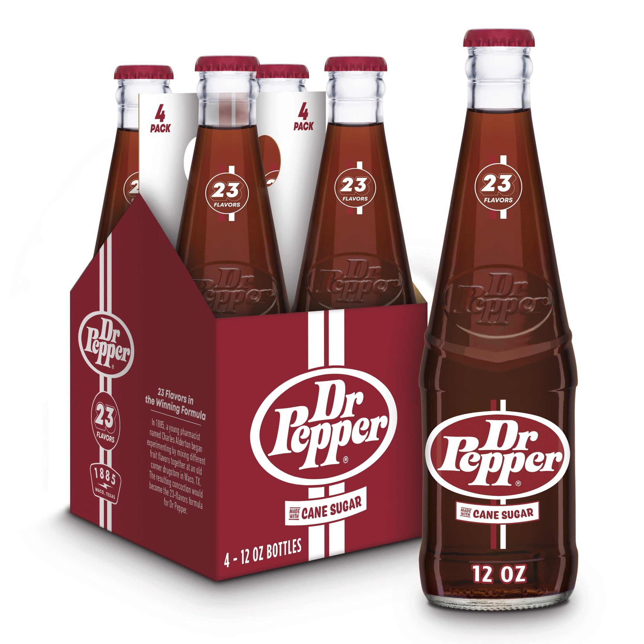 Dr Pepper Real Sugar Soda, 12 fl oz Bottles, 4-Pack